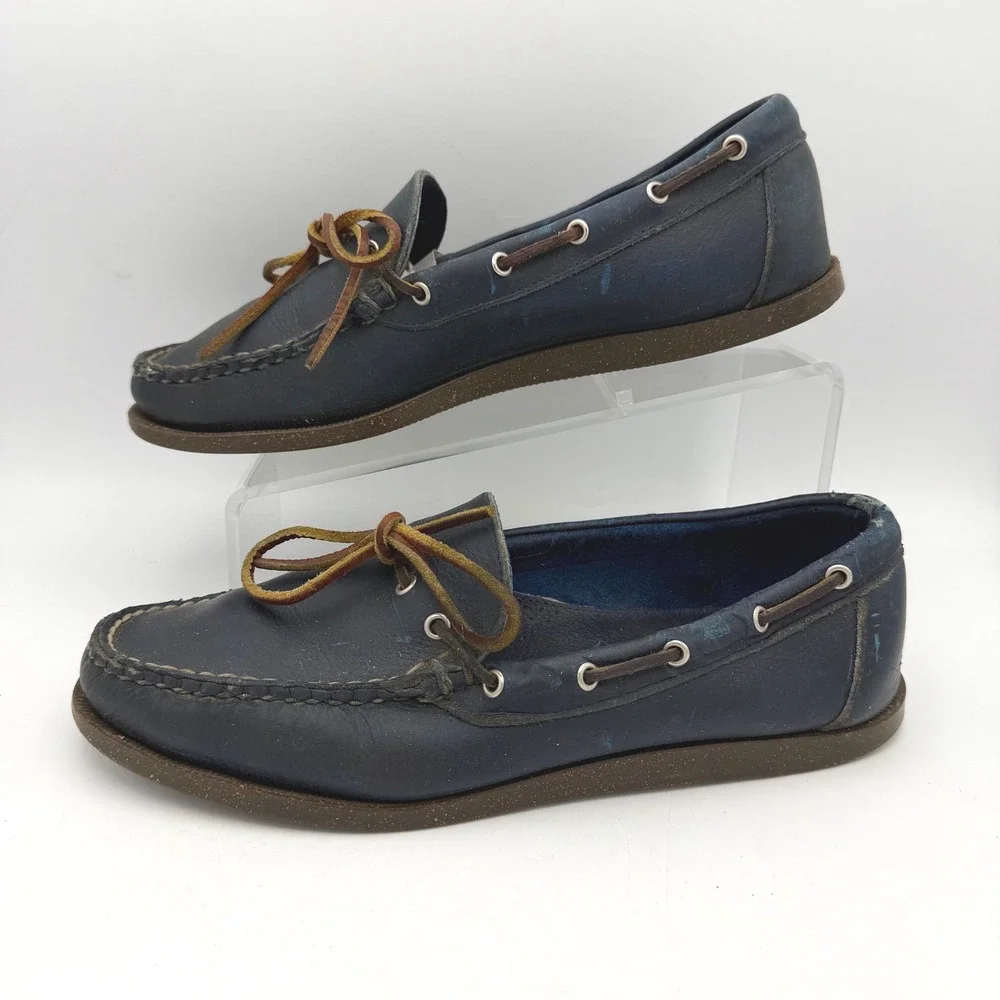 Northland Mens 9.5 Shoes Navy Blue Loafers Leather Boat Casual Slip On Top Sider